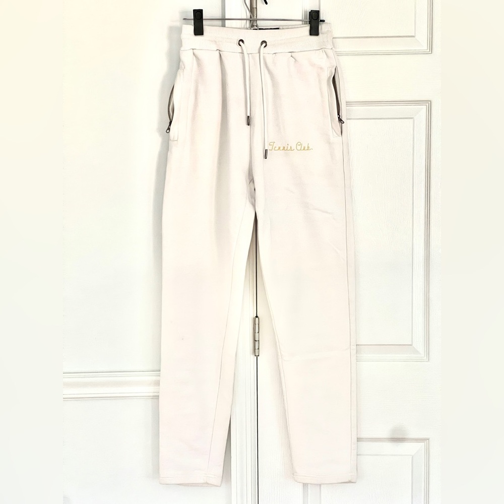 Liquor N Poker White Sweatpants drawstring Tennis Club Graphic Mens S